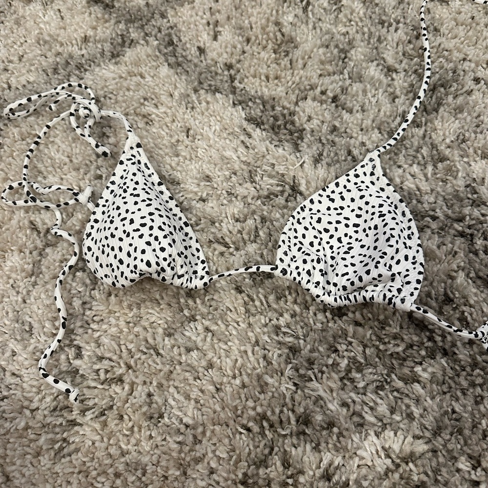 La Hearts White Bikini Top with Black Dots
